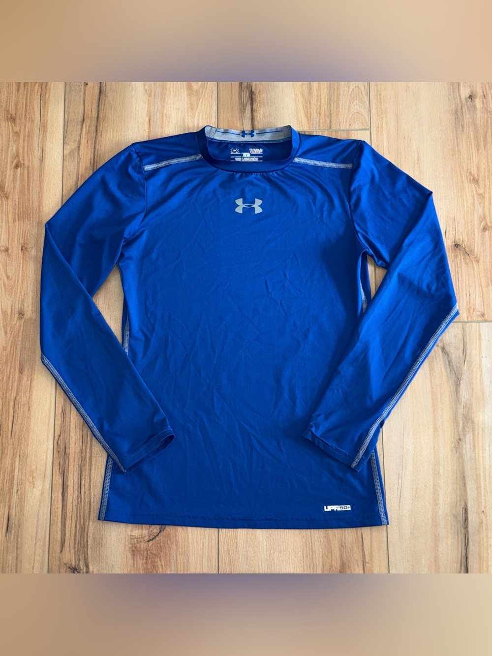 Under Armour Royal Blue Long Sleeve Compression Top Youth Large UPF50 Sun Shirt